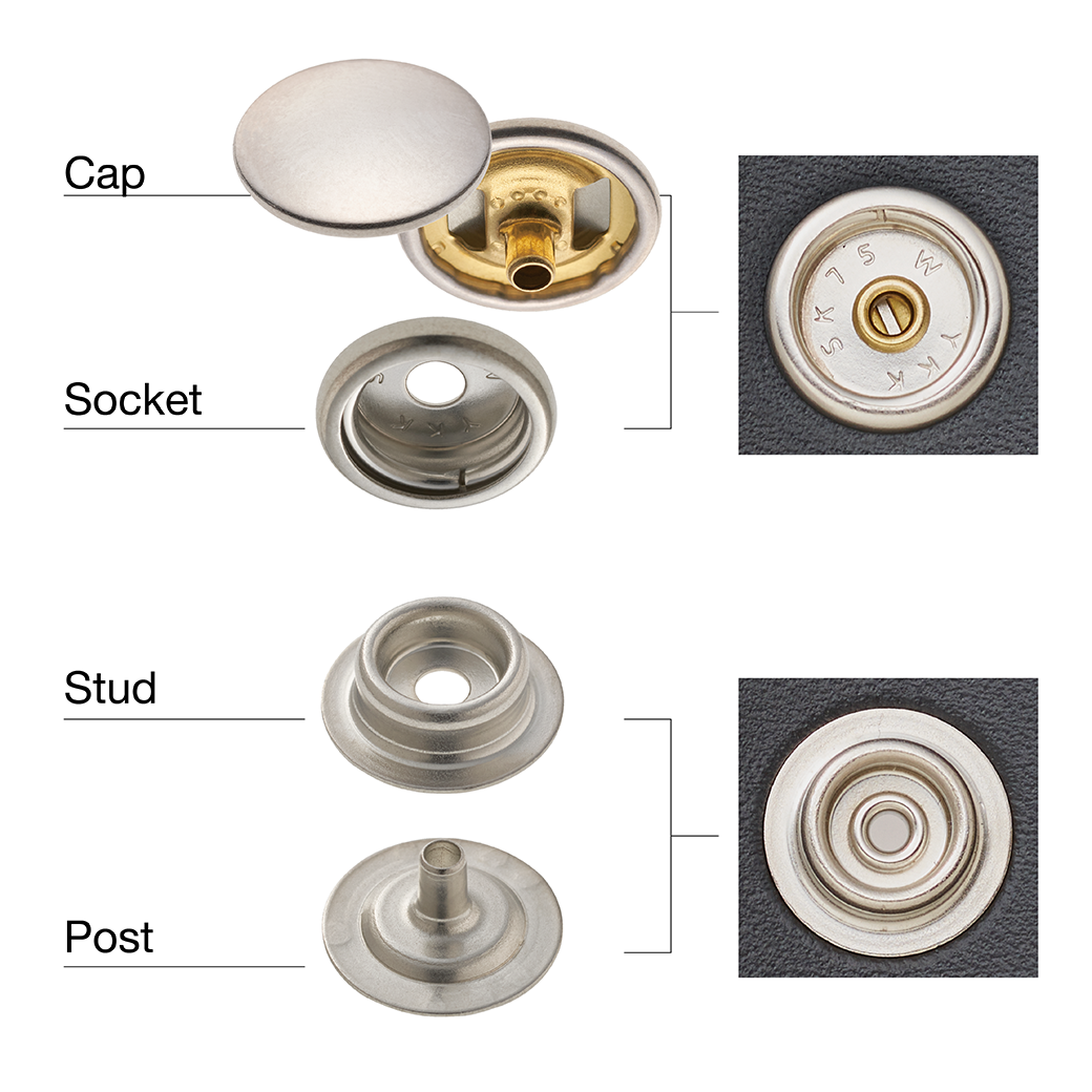 YKK SK35 Four Parts Ring-spring Button, Snap Button, Brass Button, Sna –  Charismaleathertools